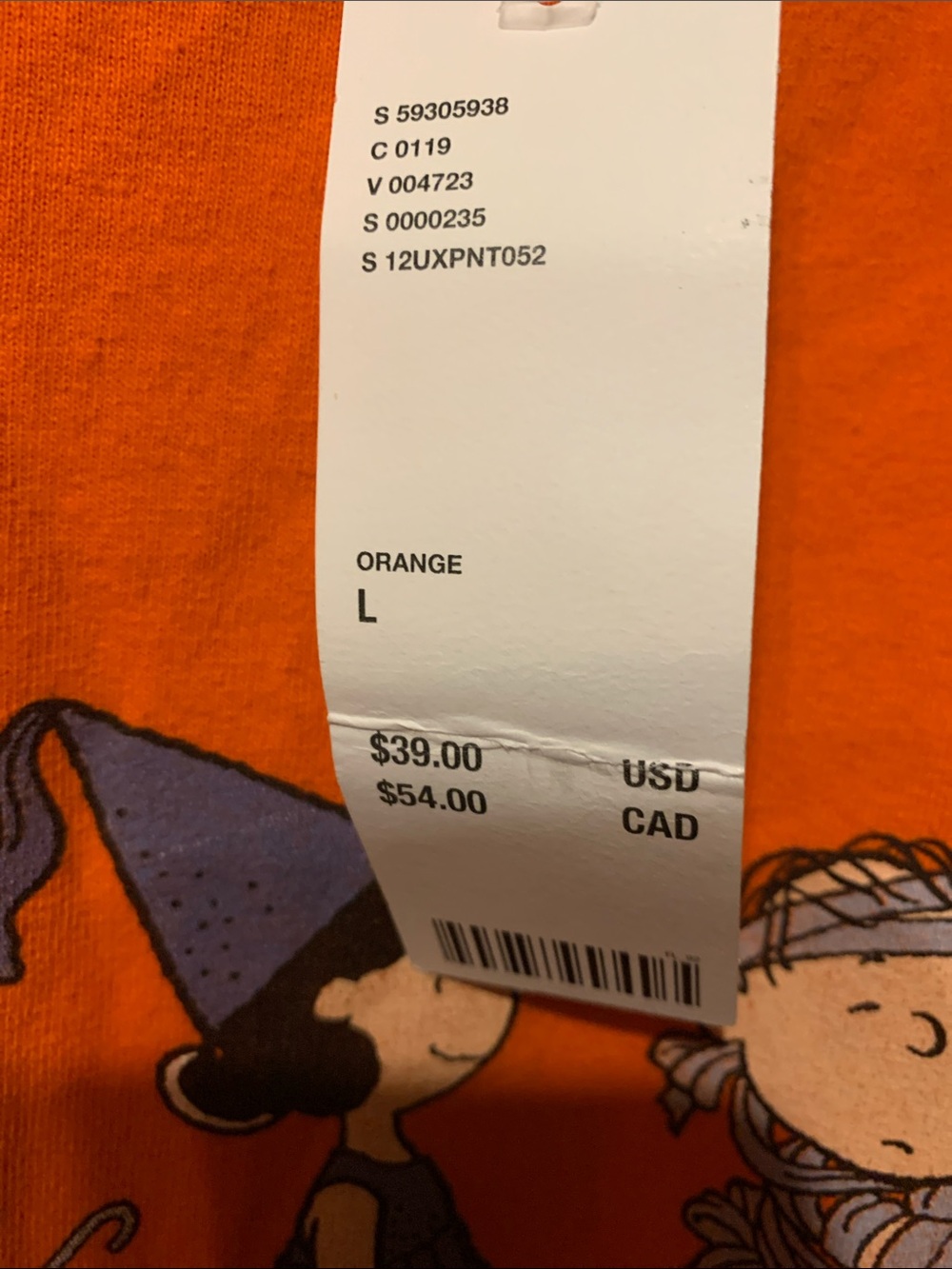 NWT Peanuts Halloween Graphic Tee - Orange Size L - Picture 2 of 8